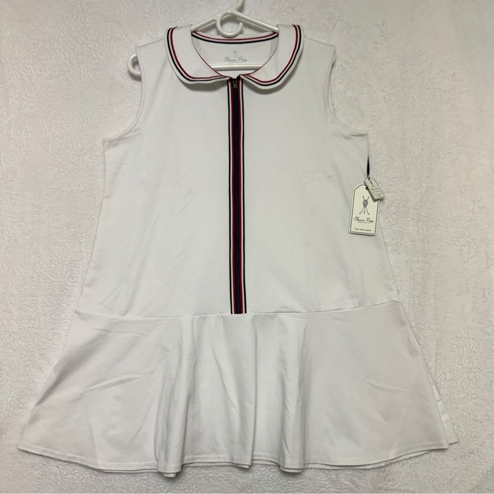 NWT Classic Prep Vivian Bright White Performance Americana Tennis Dress XL Women